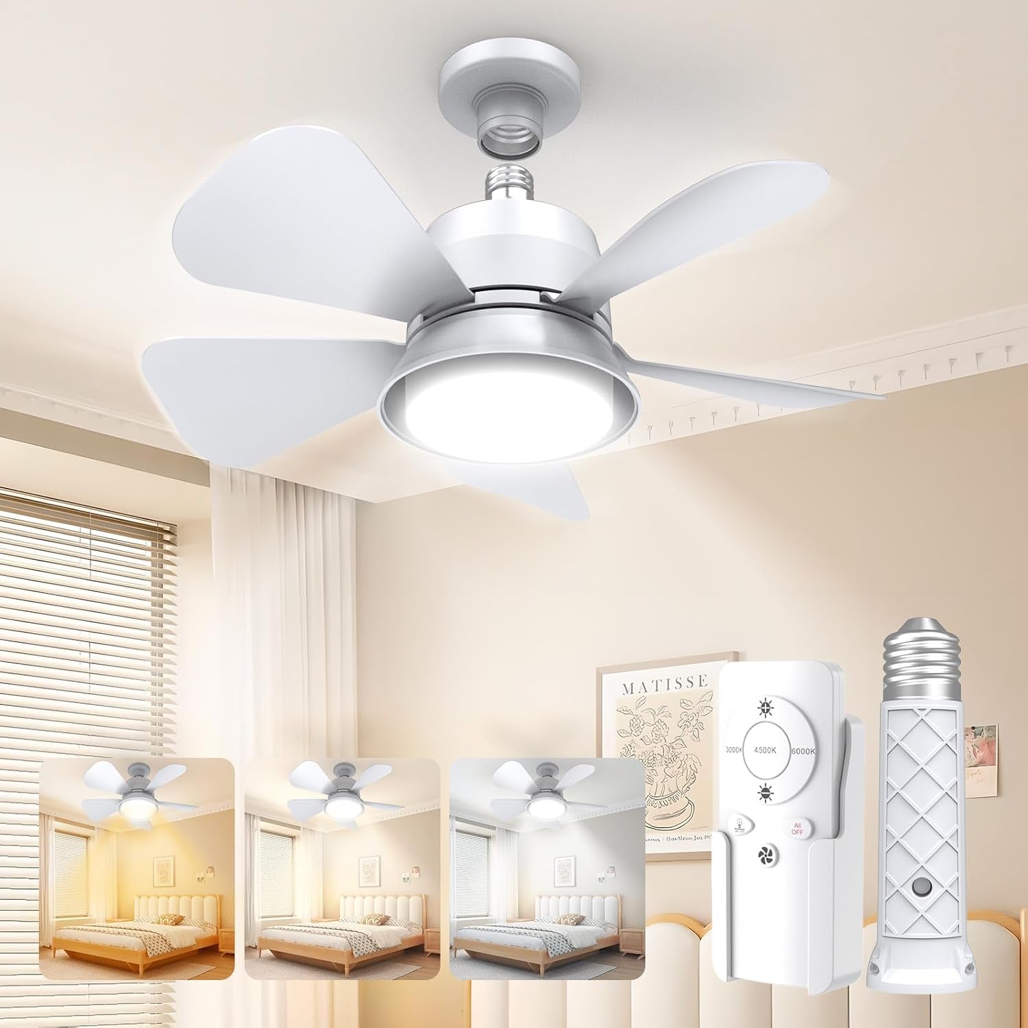 Ceiling Fan With Lights Remote Dimmable LED 3000K 6000K