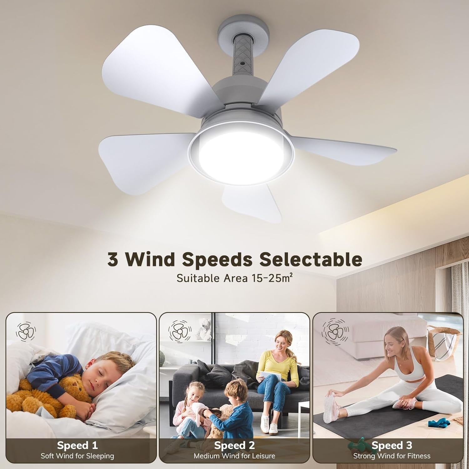 Ceiling Fan With Lights Remote Dimmable LED 3000K 6000K